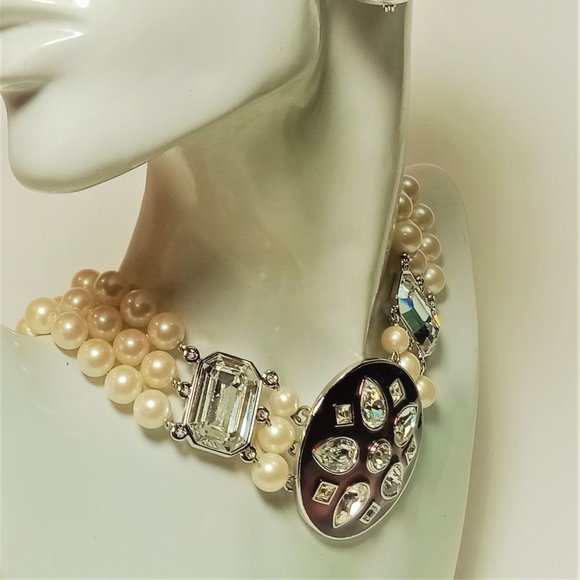 Vintage YSL Goossens Enamel Necklace Earring Set - Picture 4 of 13